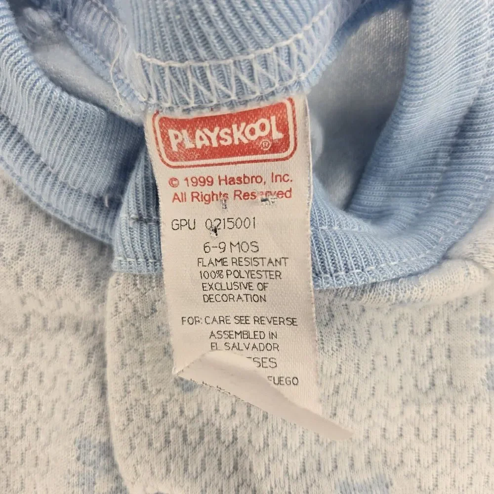 VINTAGE 1999 PLAYSKOOL Footed Sleeper 6-9‎ Months Blue Snaps Lightweight